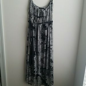Gray and black sleeveless dress with silver accent